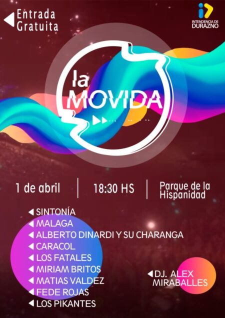 La Movida: sábado 1 de abril en el Parque con Sonido Caracol, Los Fatales, Miriam Britos y más