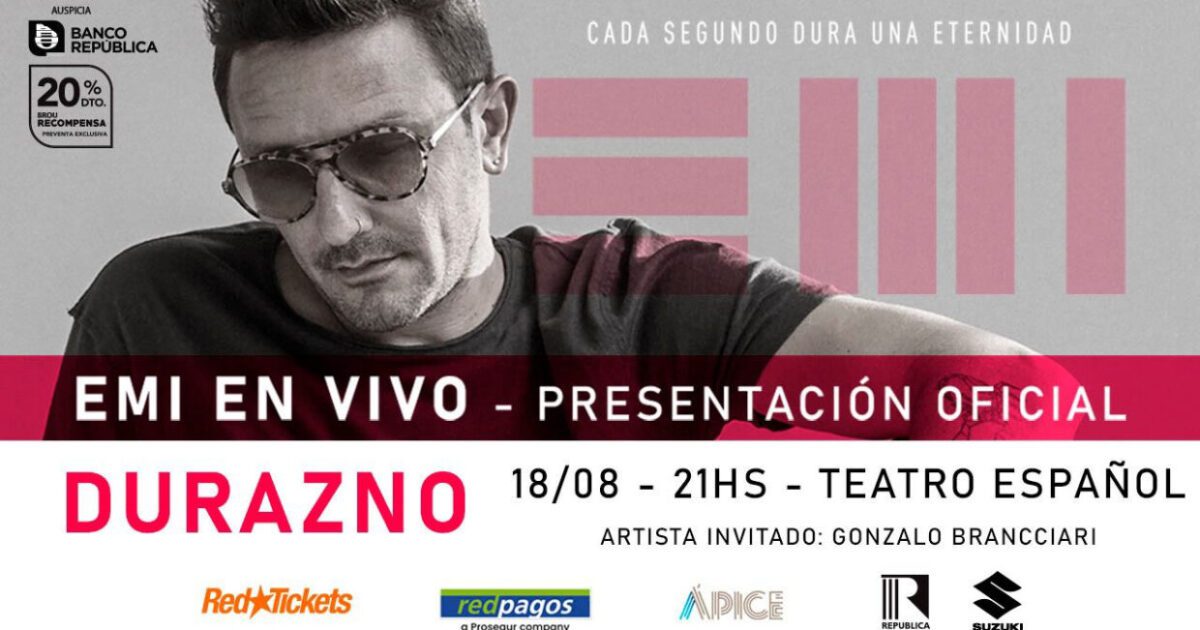 Emiliano Brancciari se presentará con su banda en el Teatro Español de Durazno