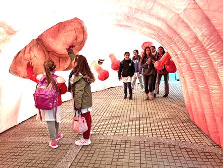 En plaza Independencia se montó un colon gigante interactivo.