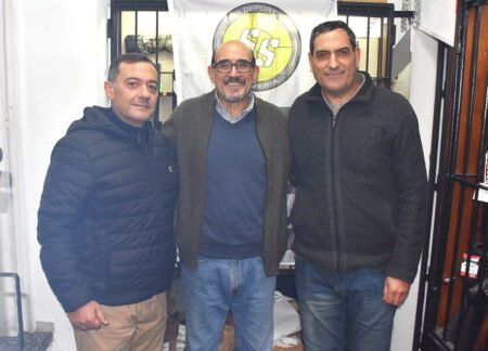 Bruno Rivero, Julio y Alejandro Sosa en la inauguración del campo de tiro